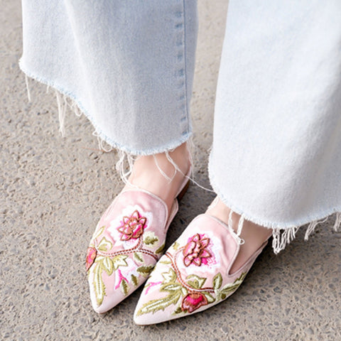 LarosaStyle mules Embroidery Mule Flats