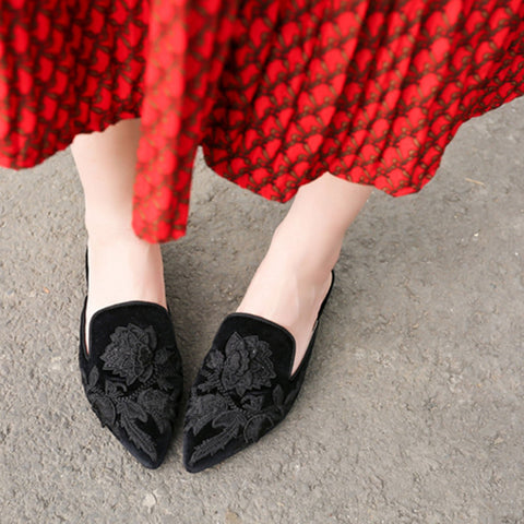 LarosaStyle mules Embroidery Mule Flats