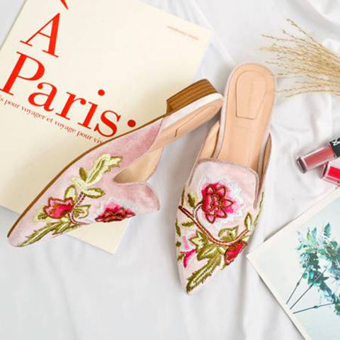 LarosaStyle mules Embroidery Mule Flats